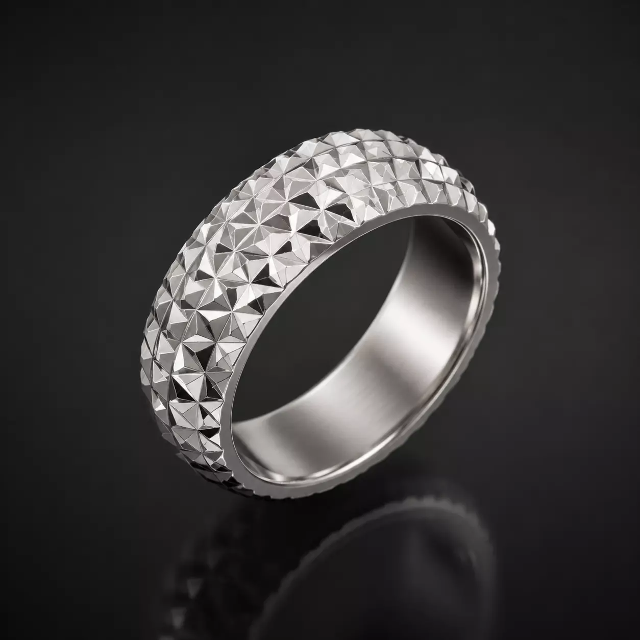 Faceted Diamond Texture Band Ring 3D print model