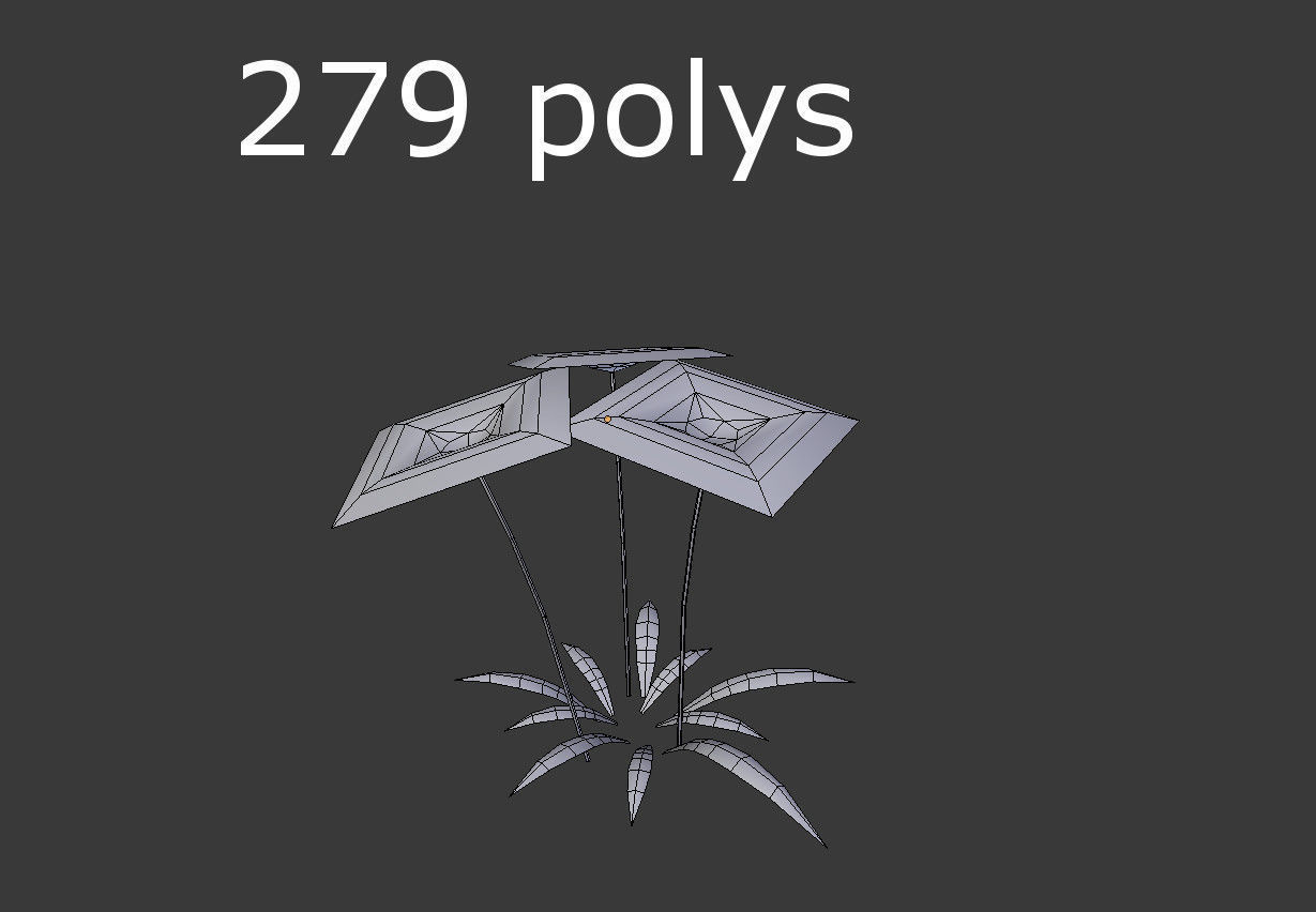 low poly flower three flowers Low-poly 3D model_5