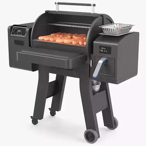 Multifunctional Pellet Grill Smoker with Sausages 3D model 7