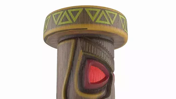 Angry Tiki Bar Stool with Red Eyes Multicolor 3D model 3