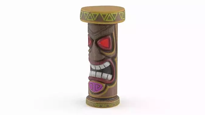 Angry Tiki Bar Stool with Red Eyes Multicolor 3D model