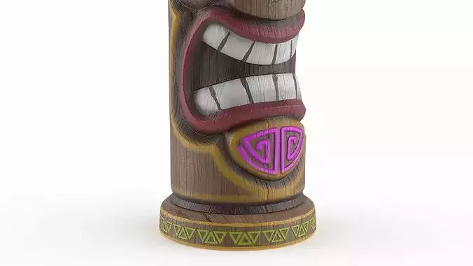 Angry Tiki Bar Stool with Red Eyes Multicolor 3D model 5