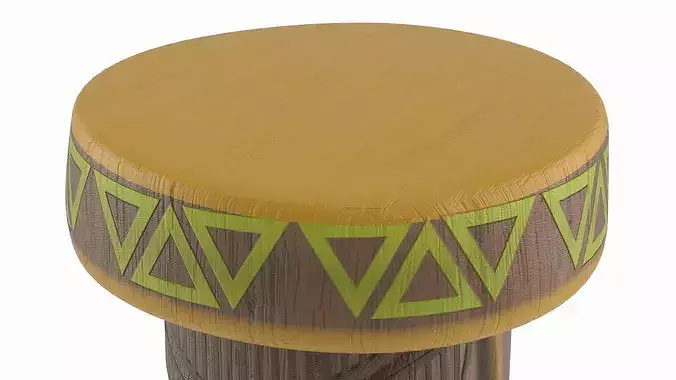 Angry Tiki Bar Stool with Red Eyes Multicolor 3D model 6