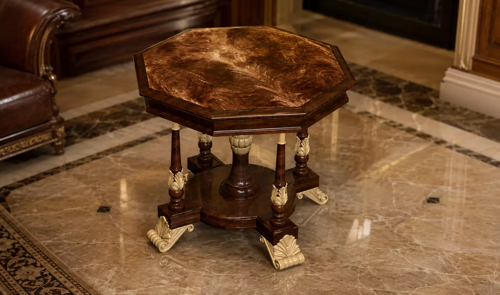 Luxury Victorian Octagonal Side Table HighDetail PBR 3D Model 3D model