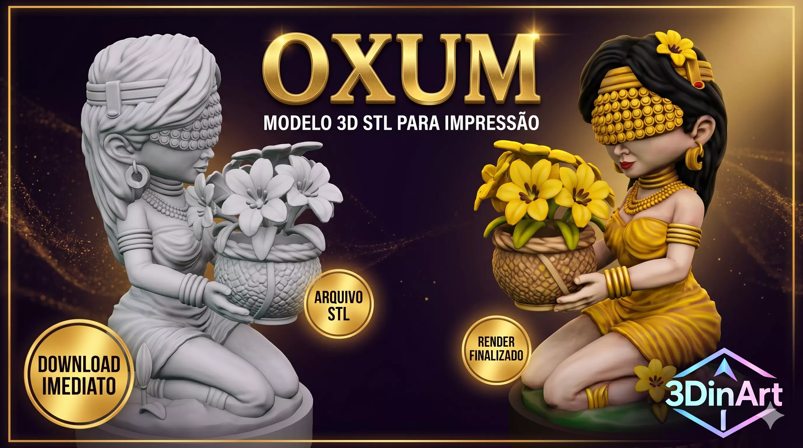 02 - Mae Oxum Chibi - Colhendo Lirios 3D print model