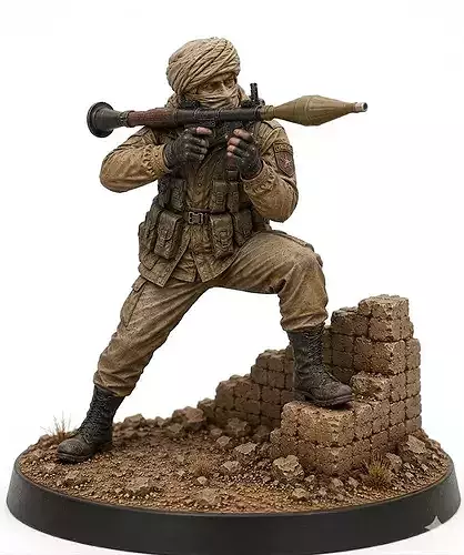 Desert RPG Gunner STL Modern Warfare Miniature Model