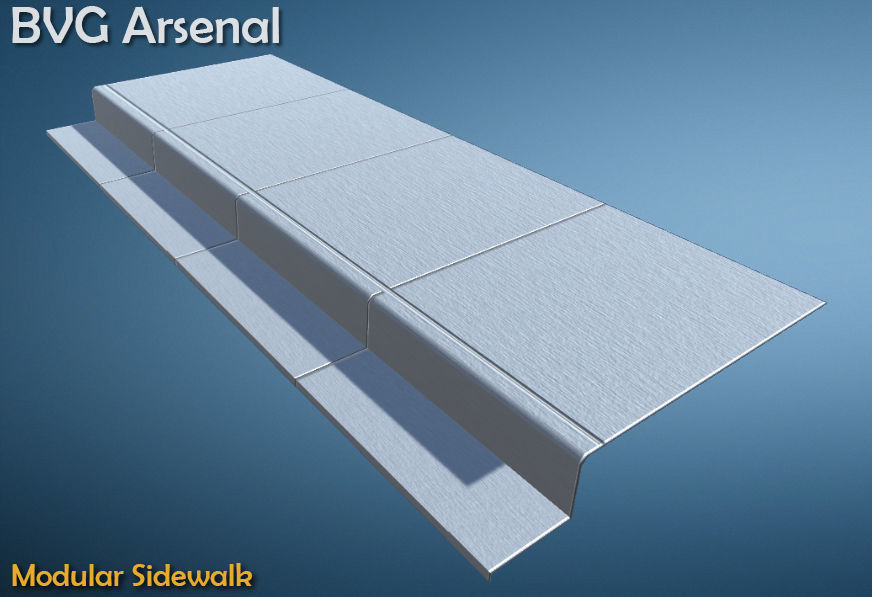 Modular Sidewalk Low-poly 3D model_3