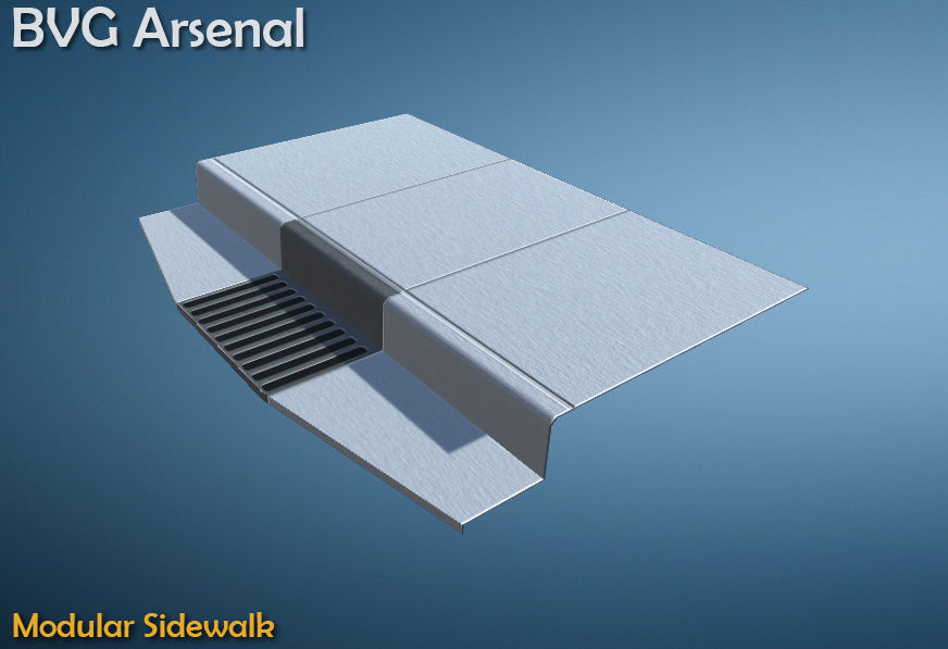 Modular Sidewalk Low-poly 3D model_1