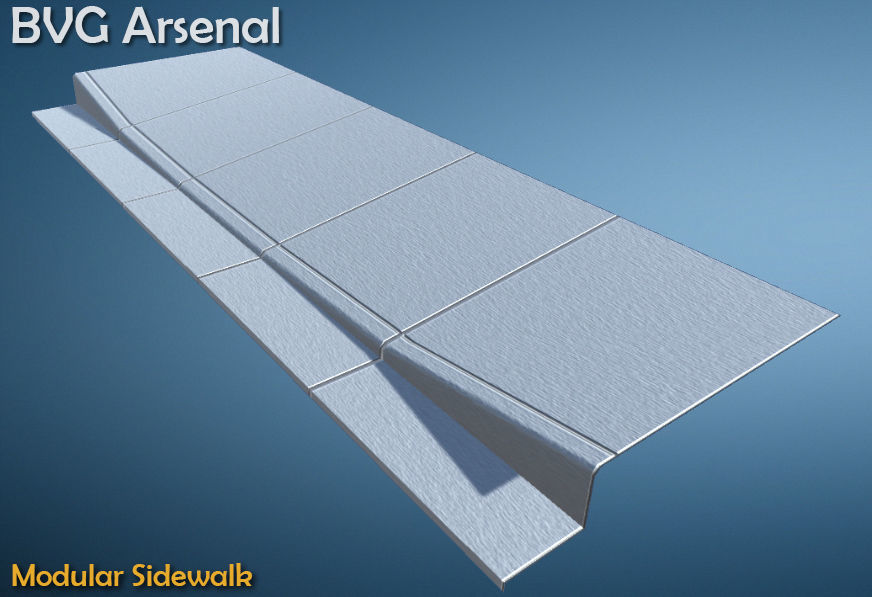 Modular Sidewalk Low-poly 3D model_2