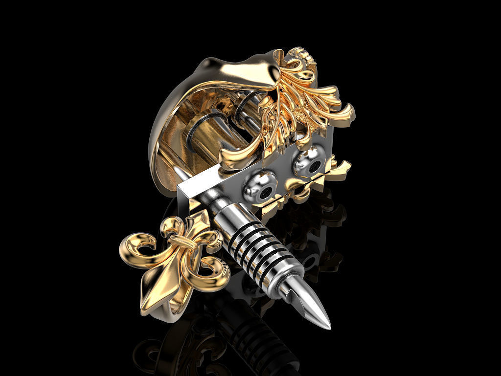 Tattoo Machine with a Skull 3D print model_11