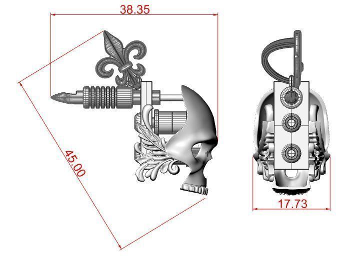 Tattoo Machine with a Skull 3D print model_15