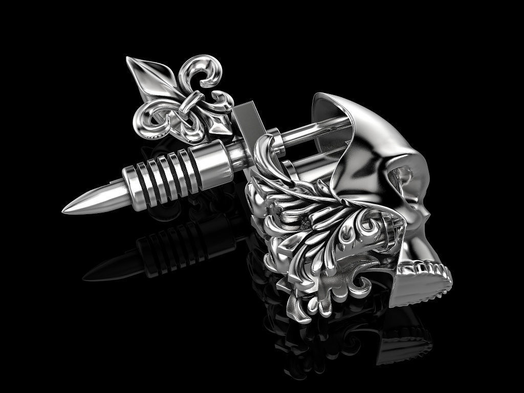 Tattoo Machine with a Skull 3D print model_2