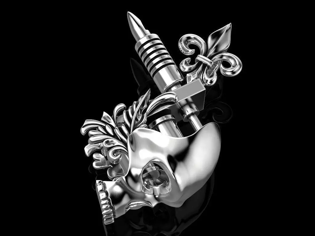 Tattoo Machine with a Skull 3D print model_0