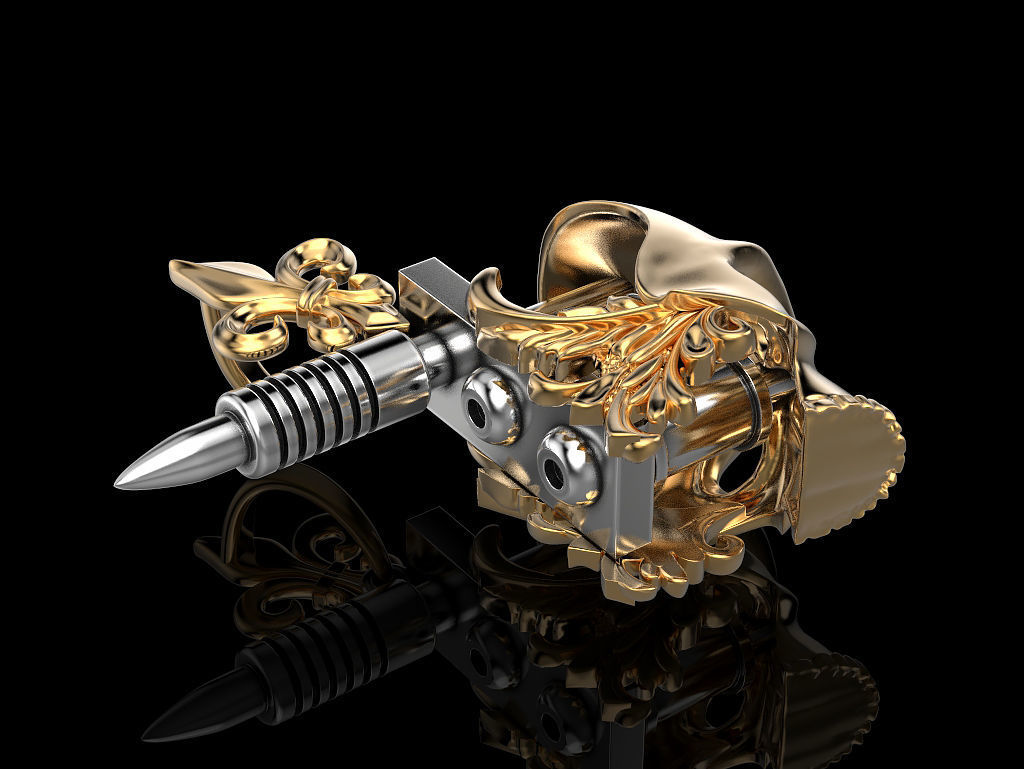 Tattoo Machine with a Skull 3D print model_7