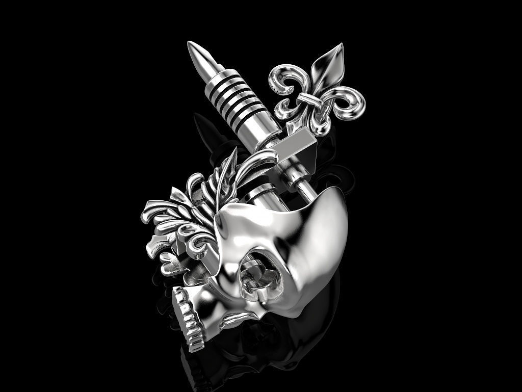 Tattoo Machine with a Skull 3D print model_3