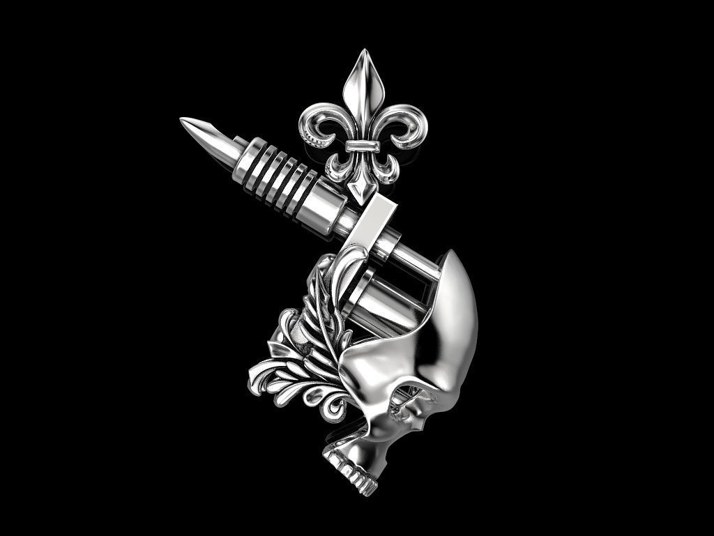 Tattoo Machine with a Skull 3D print model_1