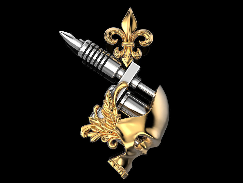 Tattoo Machine with a Skull 3D print model_6