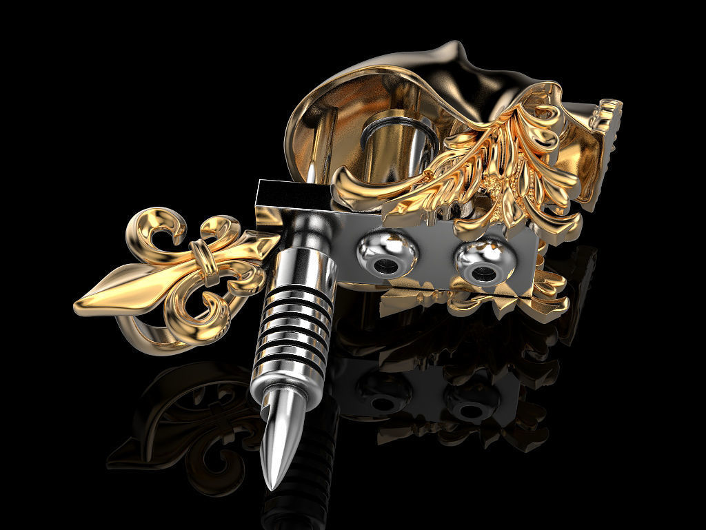 Tattoo Machine with a Skull 3D print model_12
