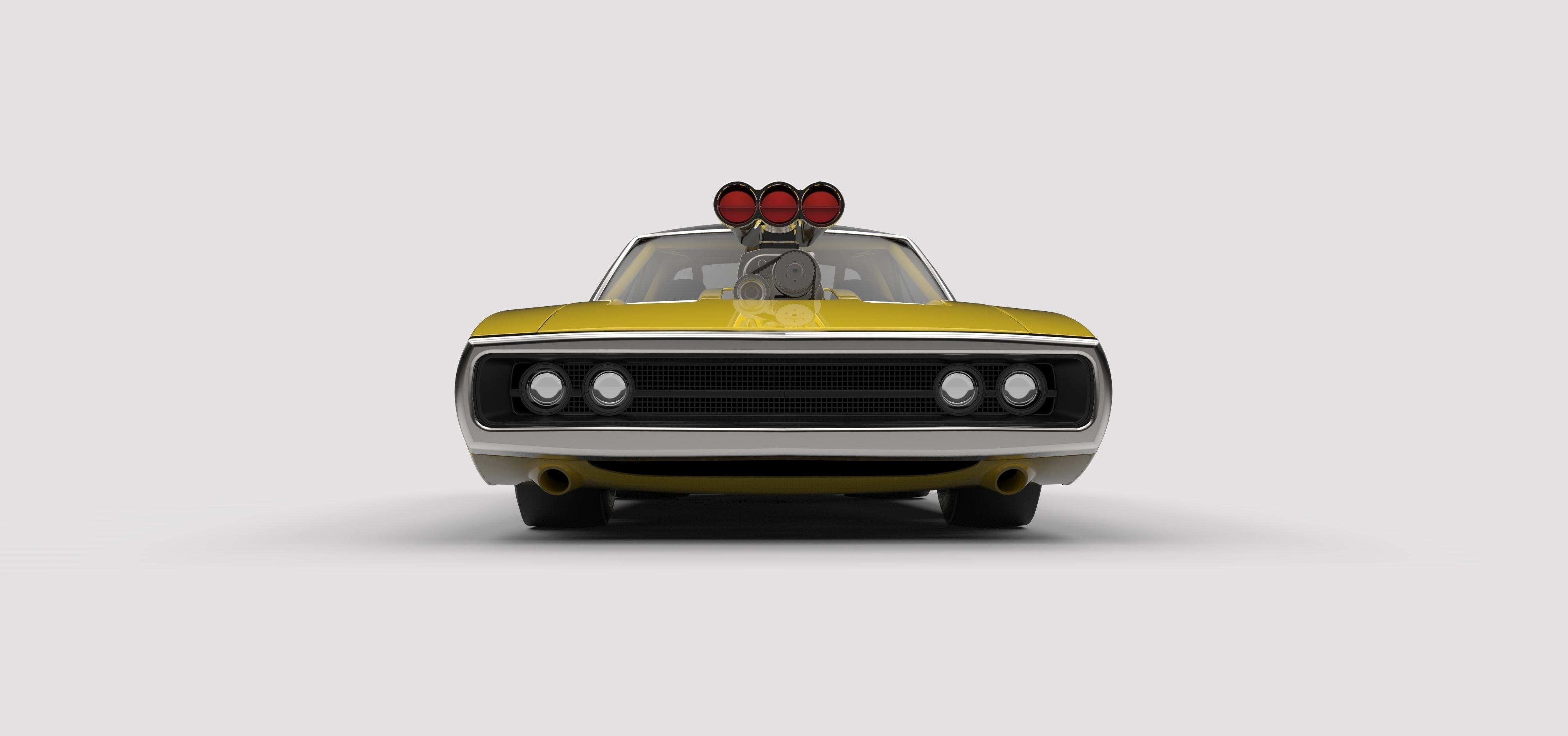 Dragster Dodge Charger 1970 3D model_5