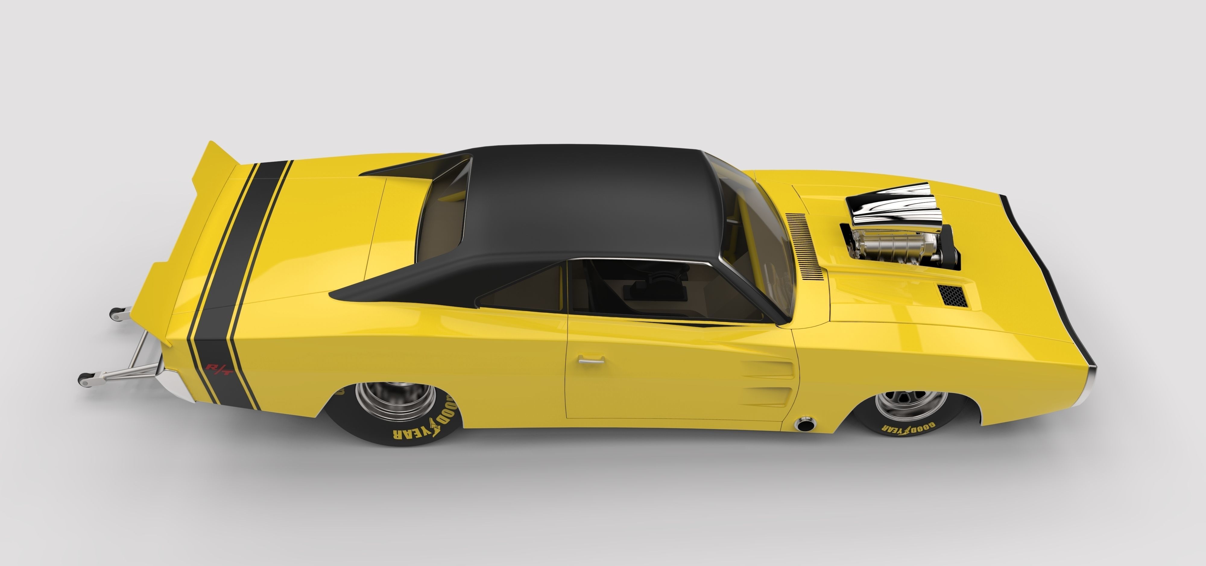 Dragster Dodge Charger 1970 3D model_7