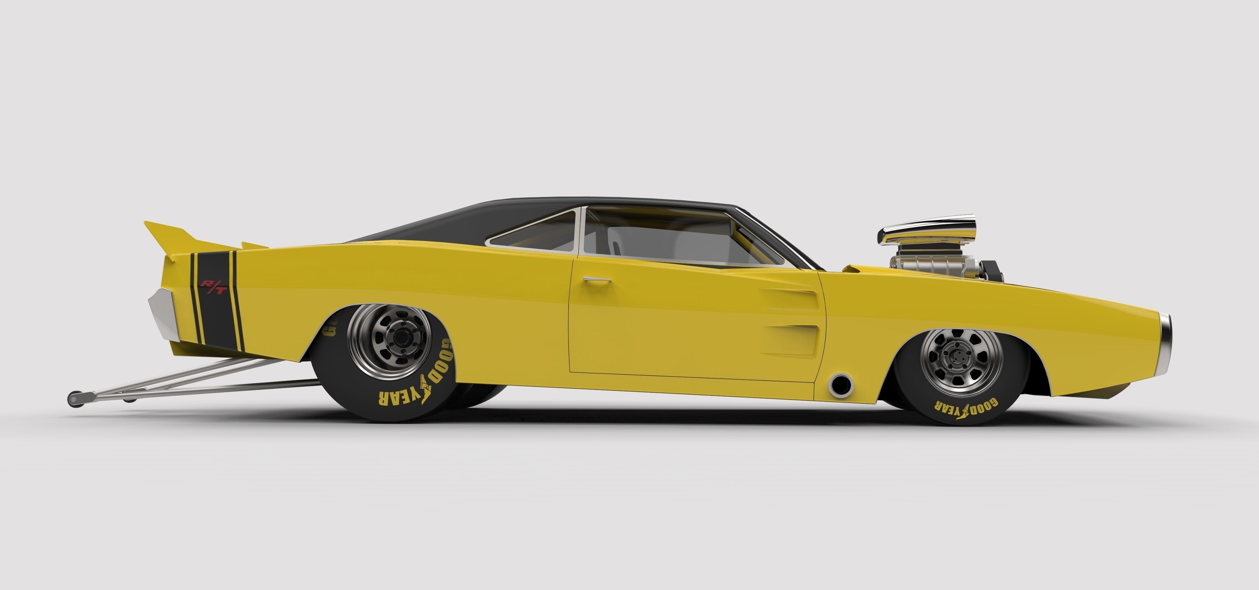 Dragster Dodge Charger 1970 3D model_6