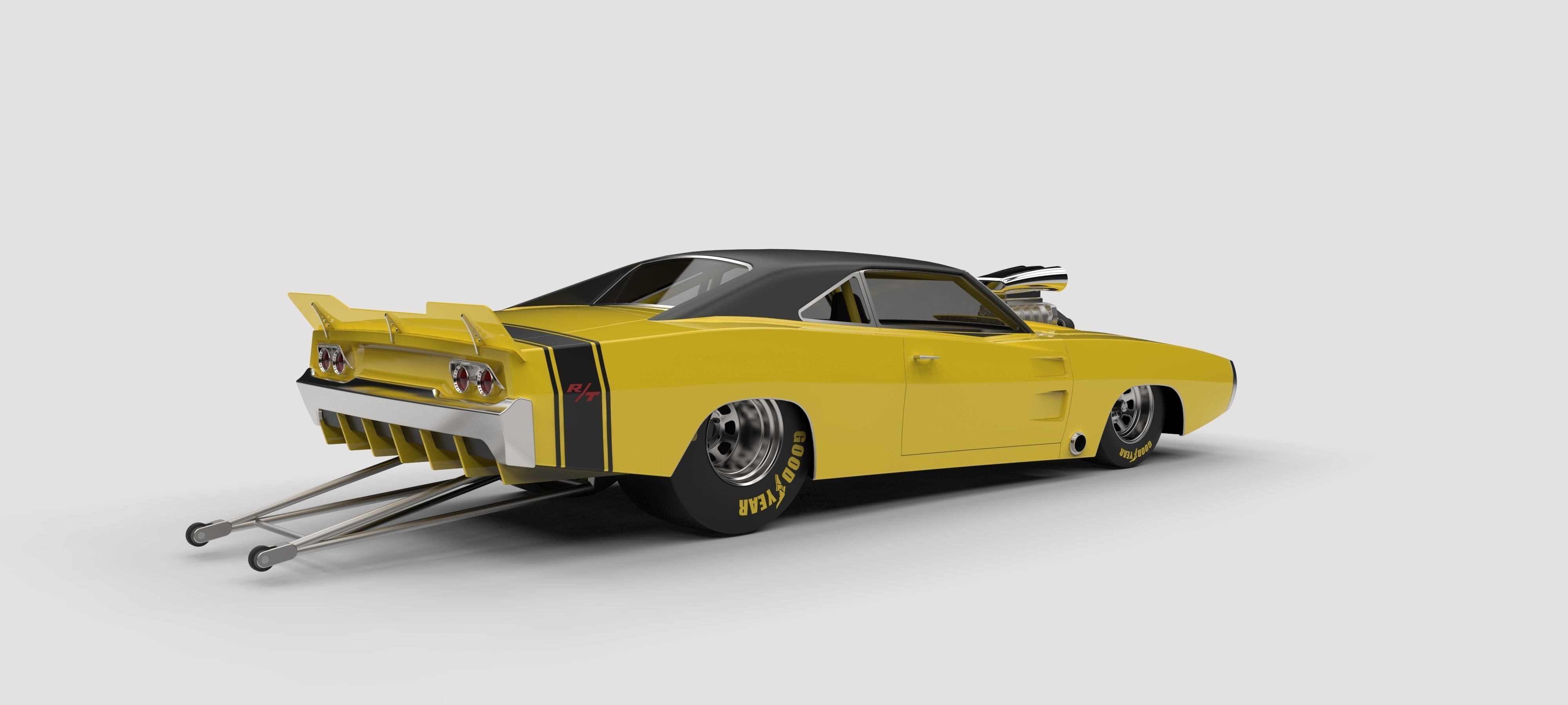 Dragster Dodge Charger 1970 3D model_10