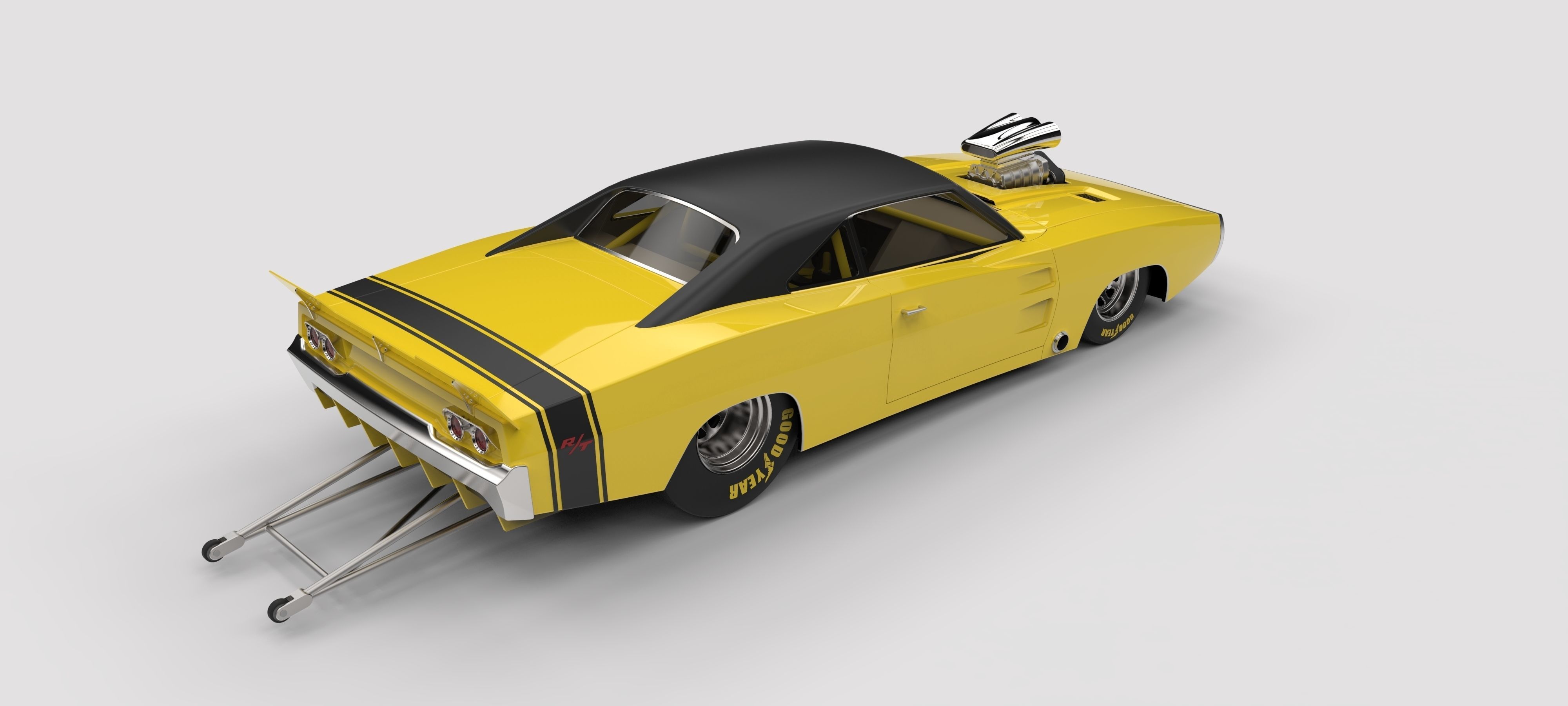 Dragster Dodge Charger 1970 3D model_9