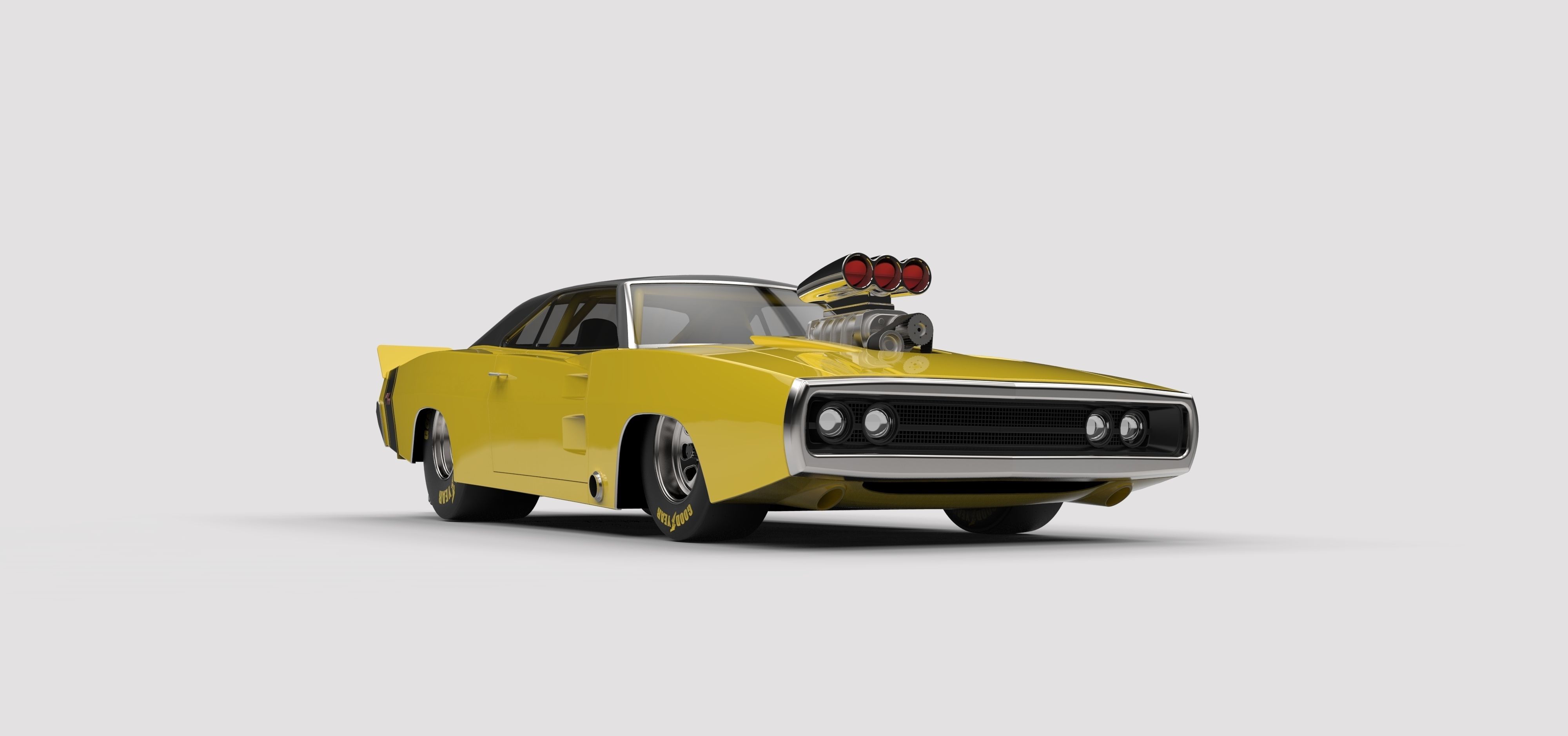 Dragster Dodge Charger 1970 3D model_3
