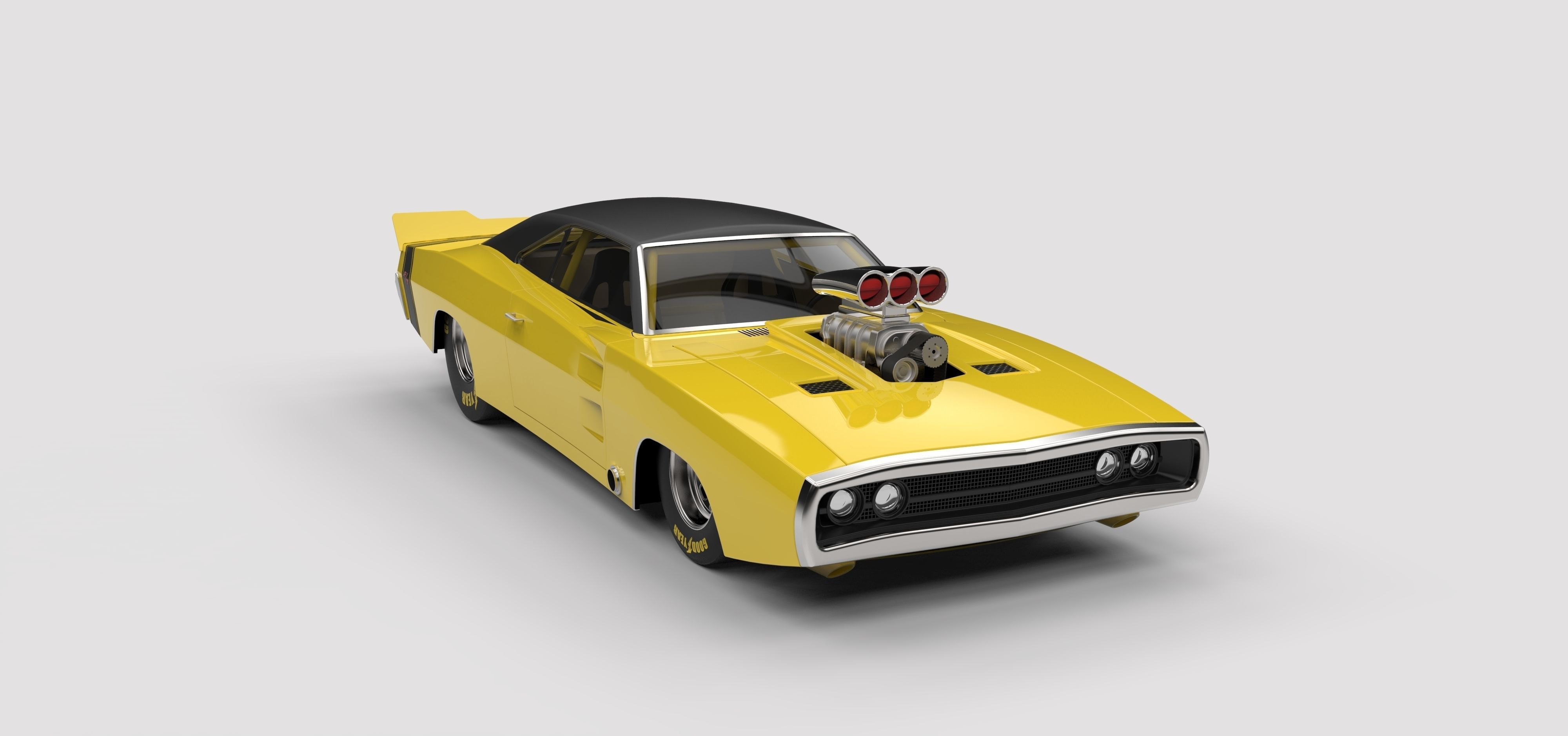 Dragster Dodge Charger 1970 3D model_2