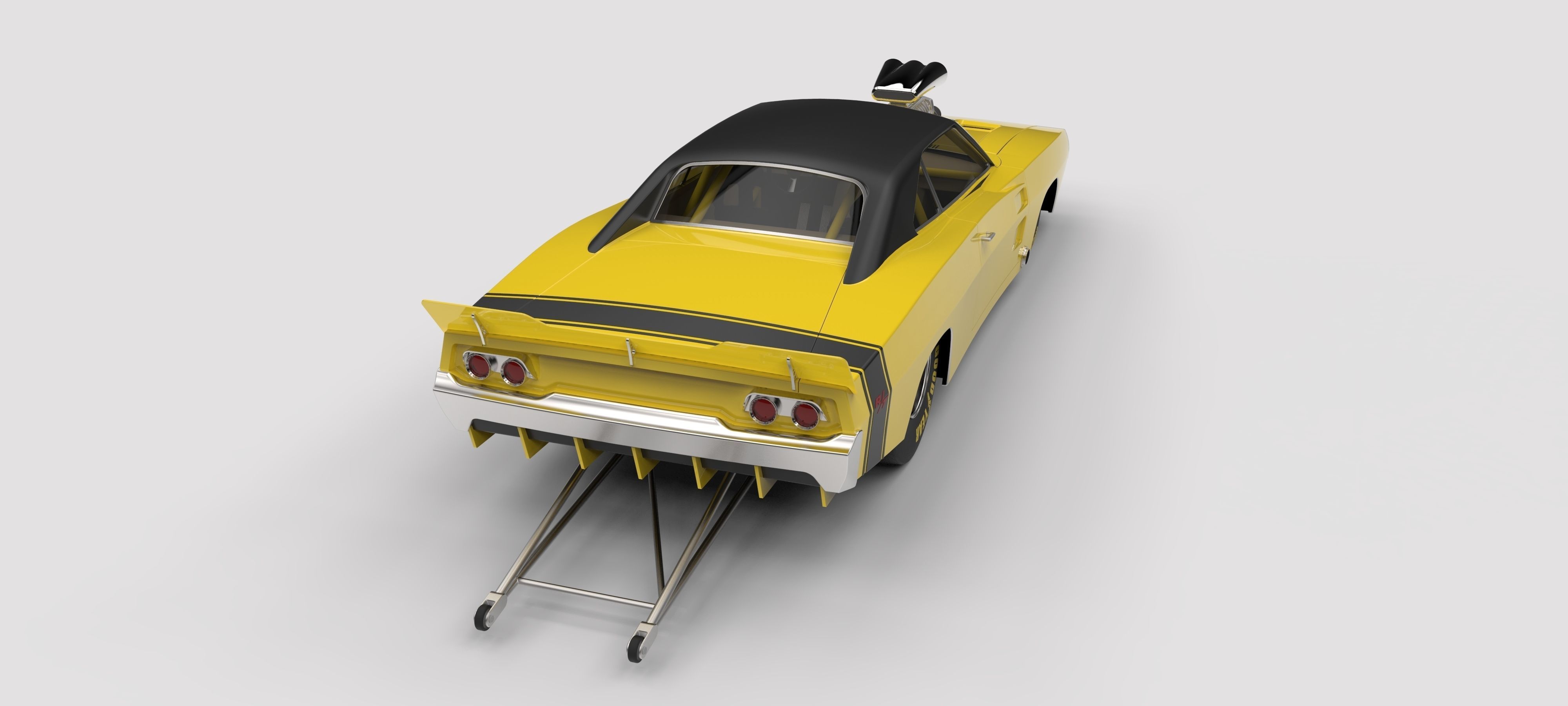 Dragster Dodge Charger 1970 3D model_11