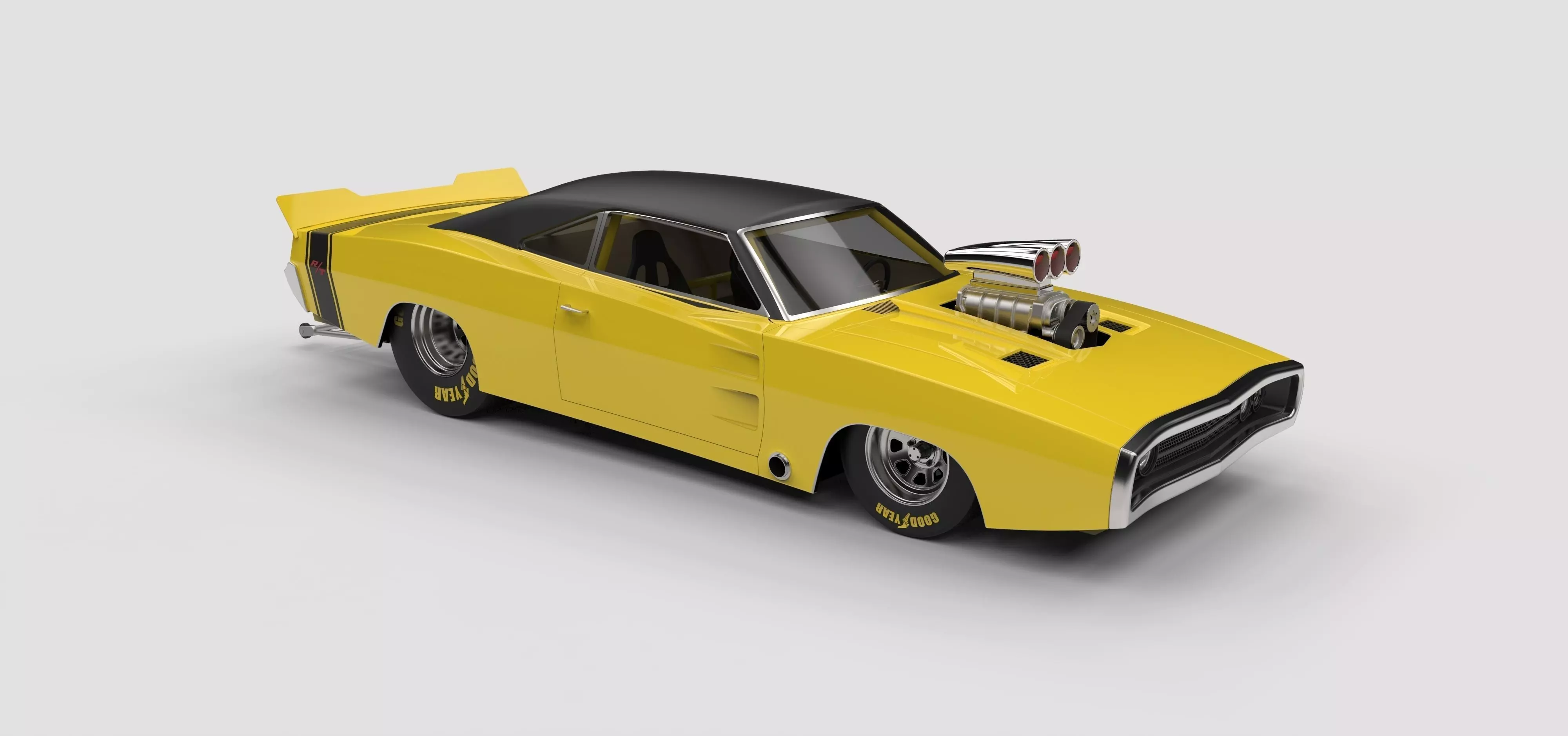 Dragster Dodge Charger 1970 3D model_0