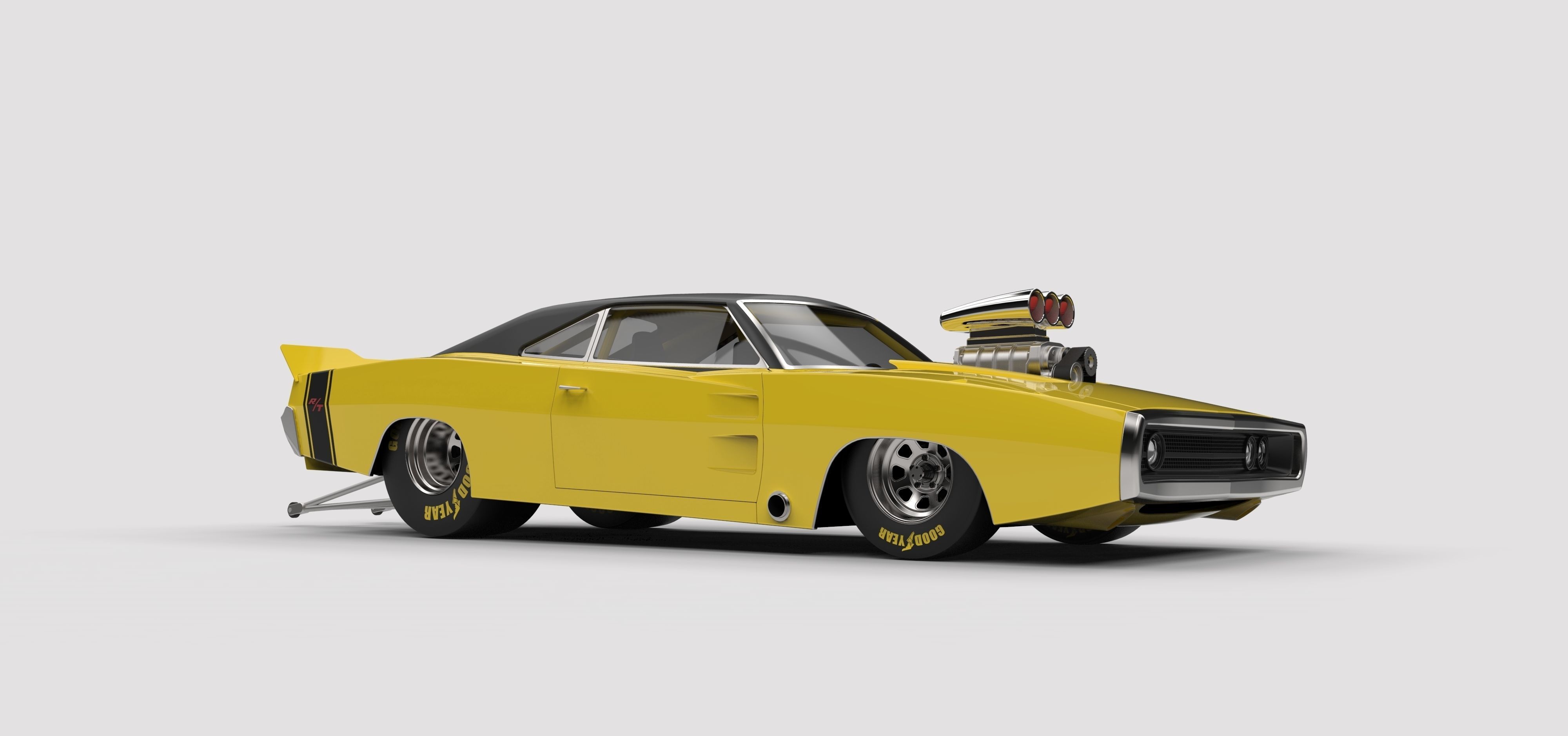 Dragster Dodge Charger 1970 3D model_1
