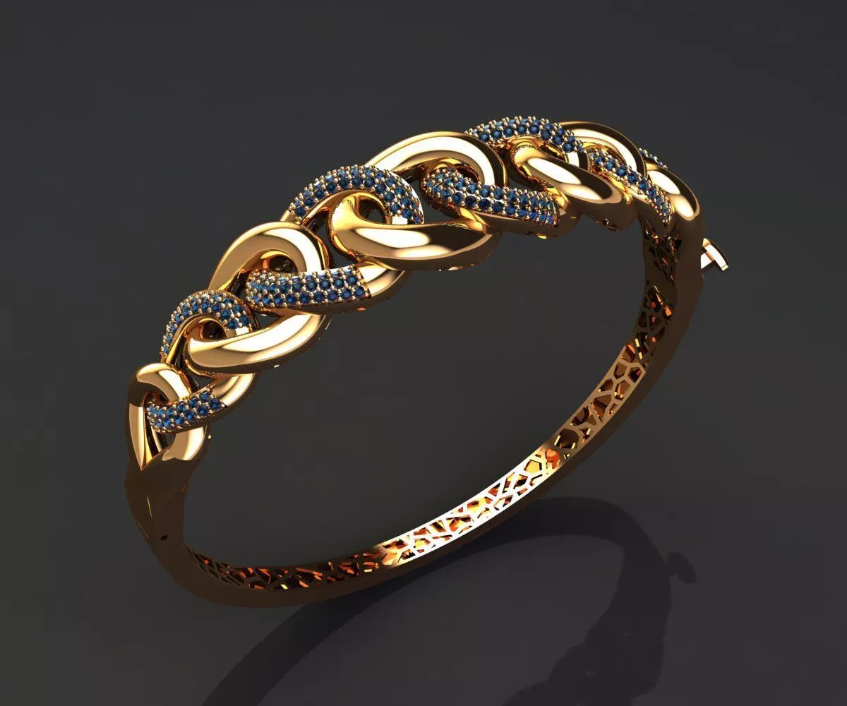 3005 Interlocking-Design Gold Bangle 22gm 3D print model