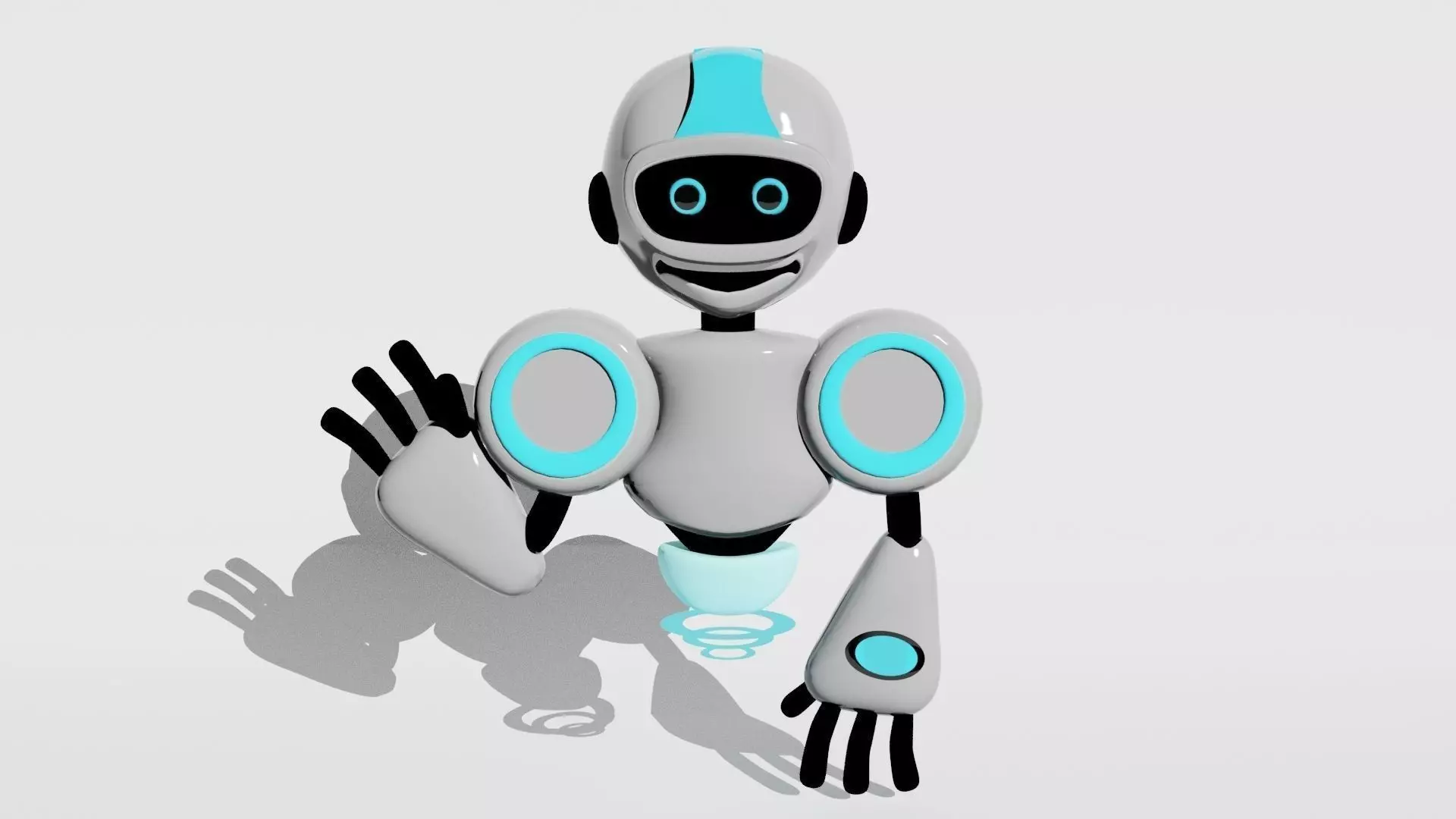 3D robot waving in air Low-poly 3D model_0