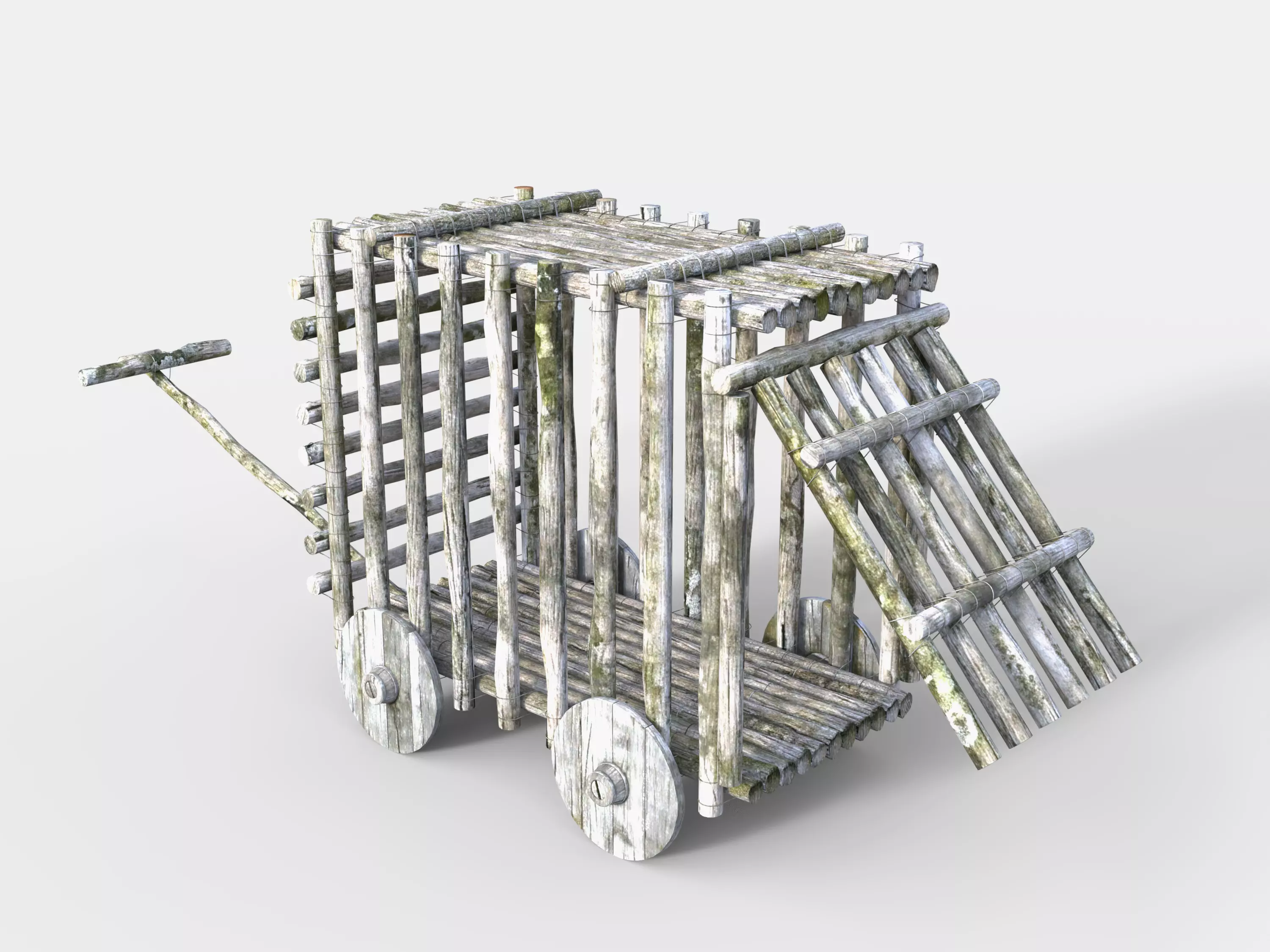 Medieval Cage Cart Low-poly 3D model