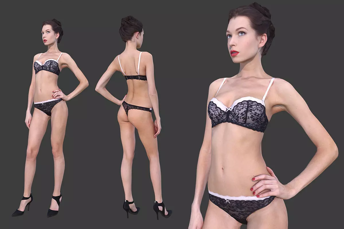 Girl in Underwear Low-poly 3D model