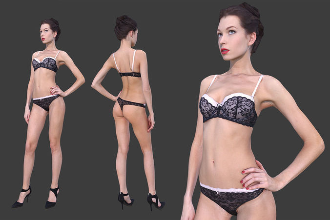 Girl in Underwear Low-poly 3D model