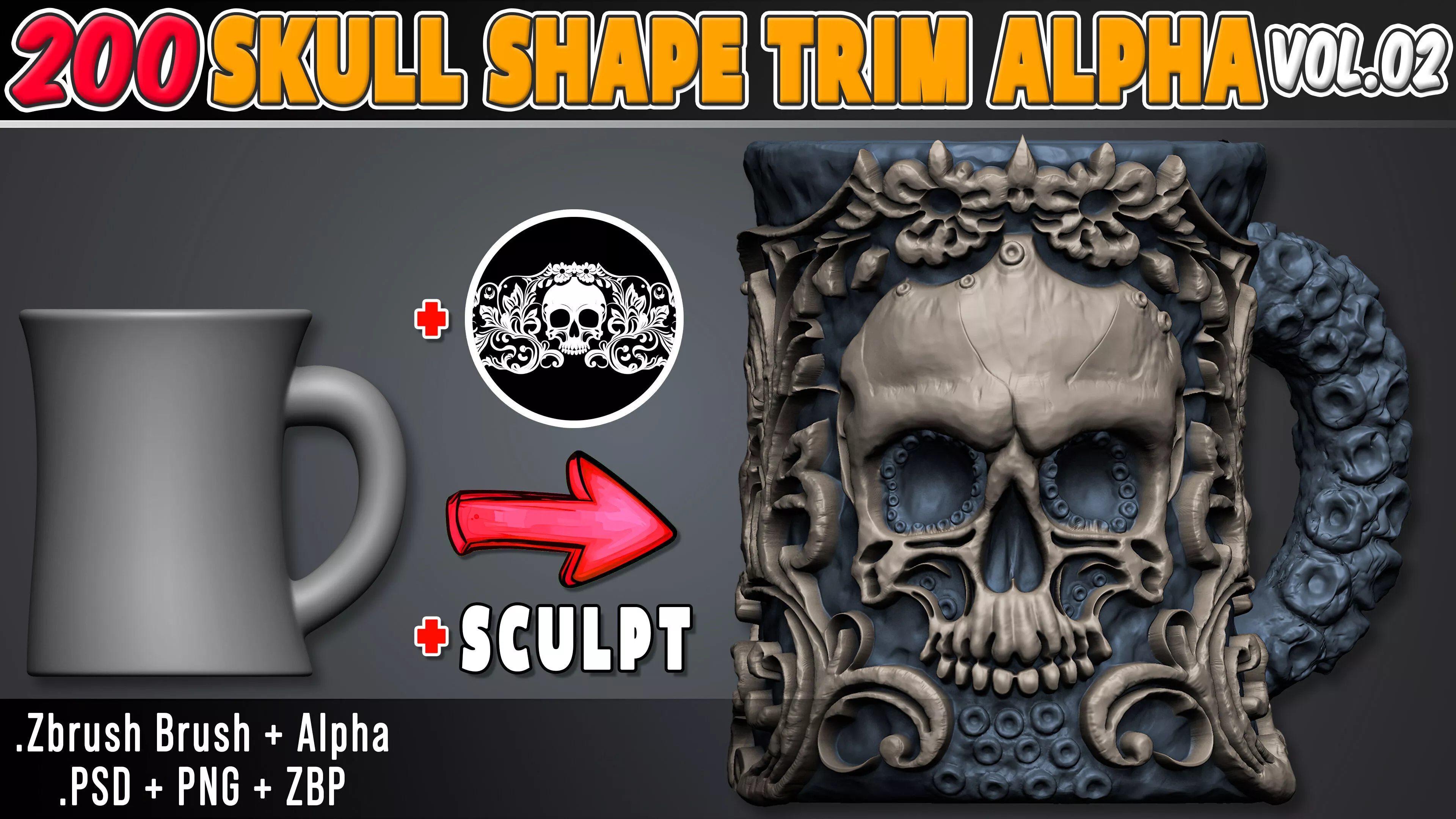 200 Skull Shape Trim Alpha Vol02 3D model
