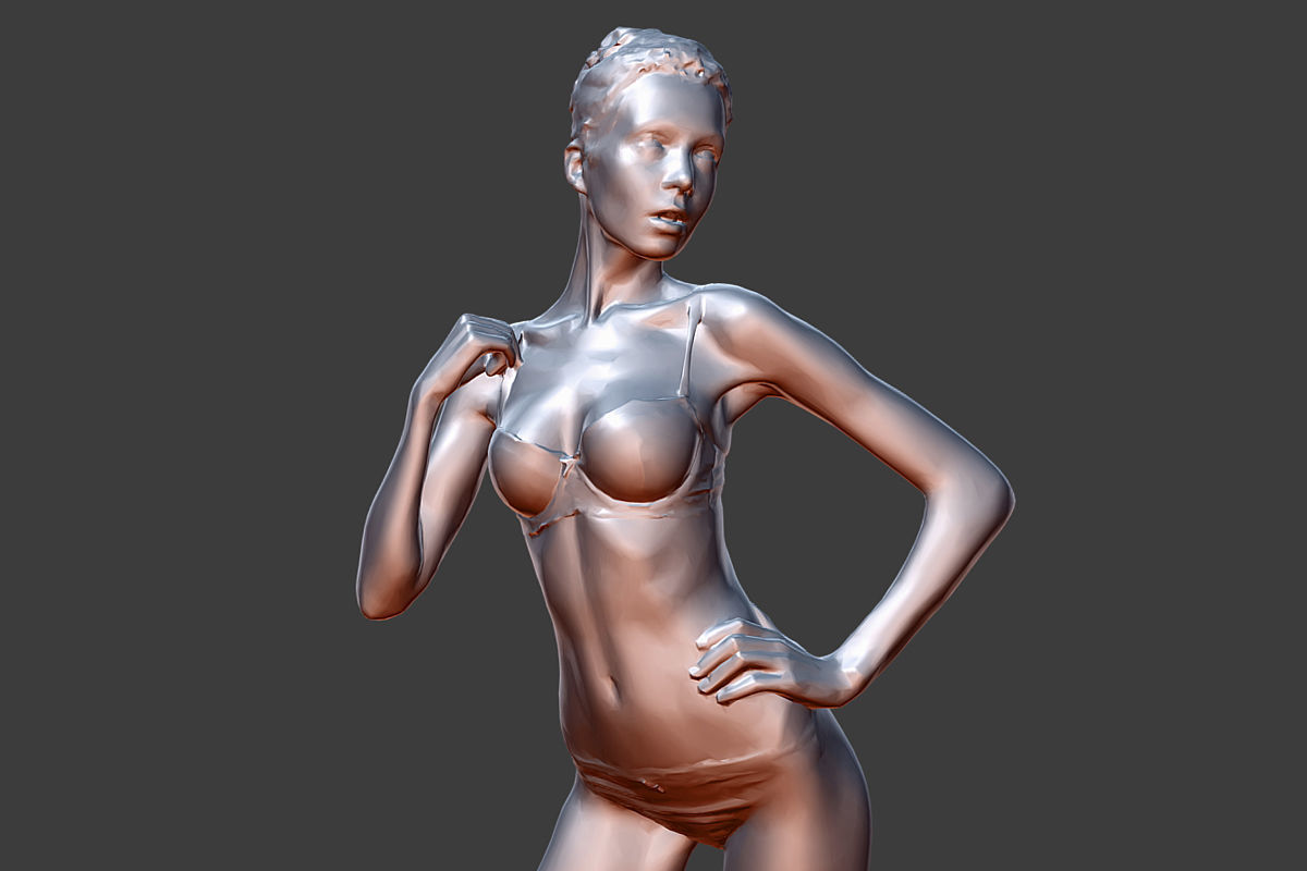 Girl in Underwear 2 Low-poly 3D model_2