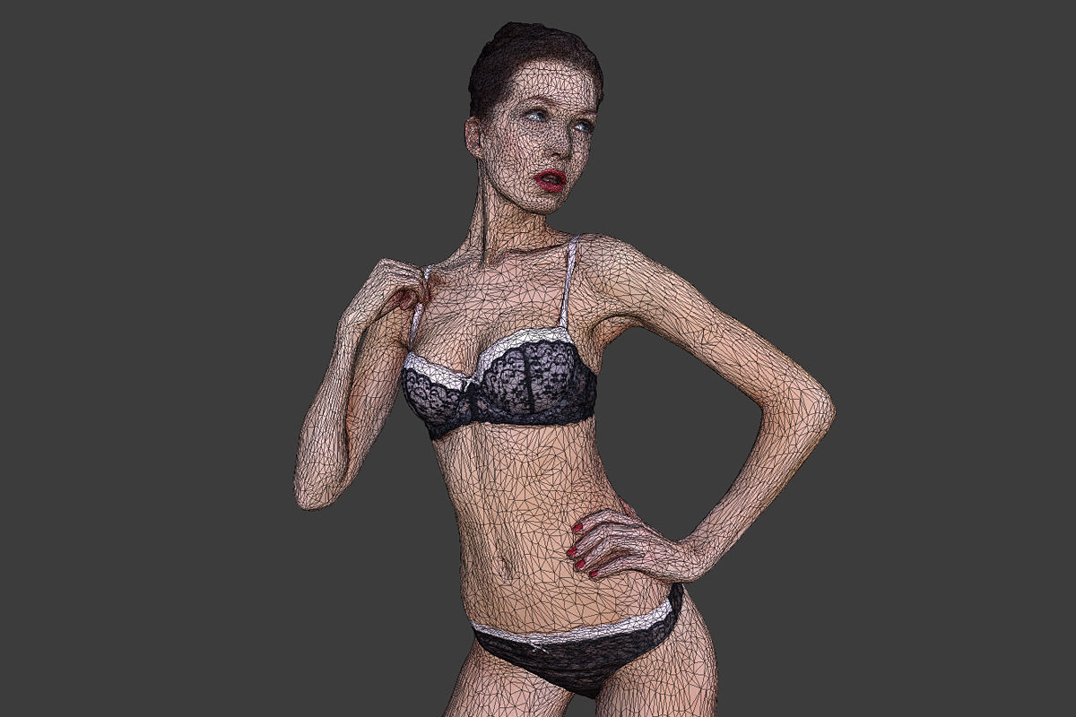 Girl in Underwear 2 Low-poly 3D model_3