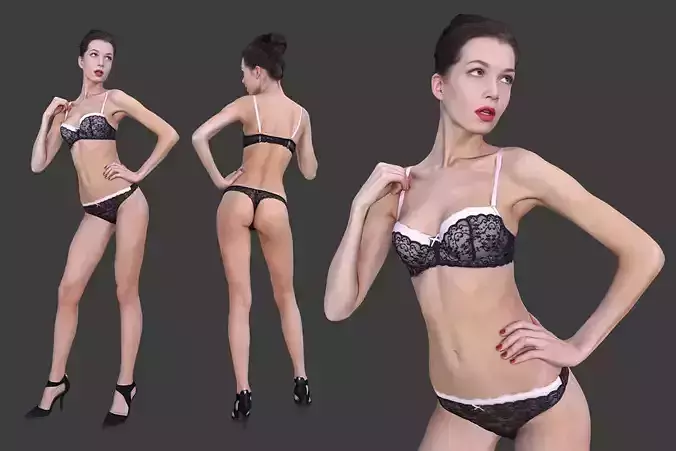 Girl in Underwear 2 Low-poly 3D model