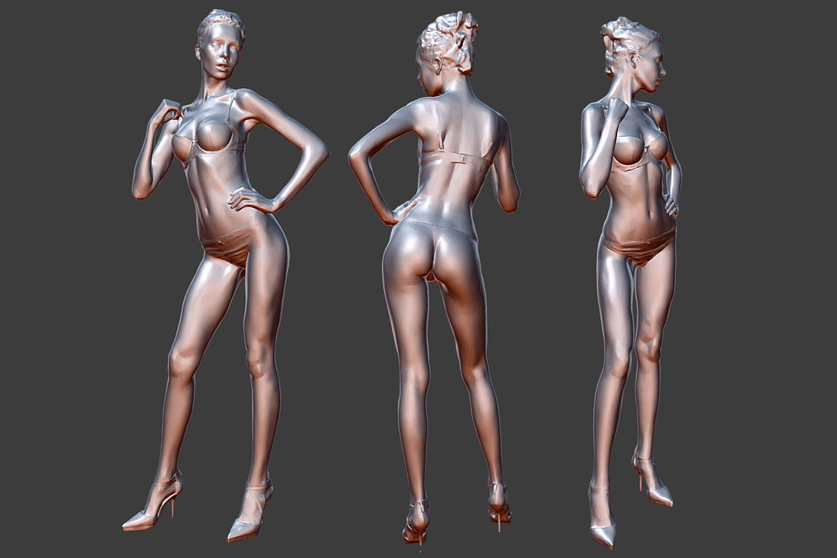 Girl in Underwear 2 Low-poly 3D model_5