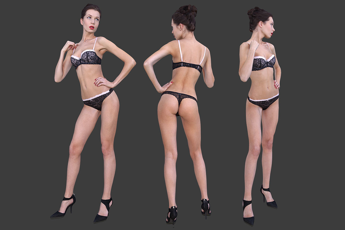 Girl in Underwear 2 Low-poly 3D model_4