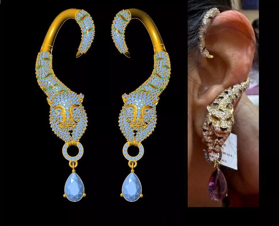 The Exotic Cheetah Dangle Earring 3D print model