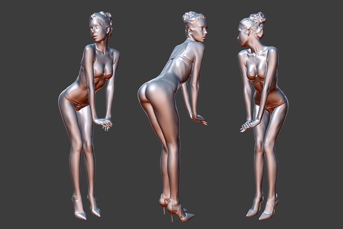 Girl in Underwear 3 Low-poly 3D model_5
