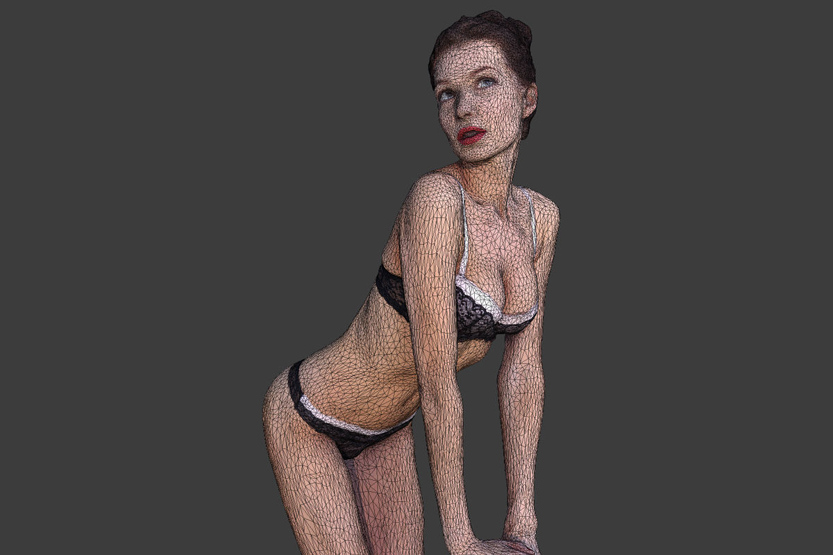 Girl in Underwear 3 Low-poly 3D model_3