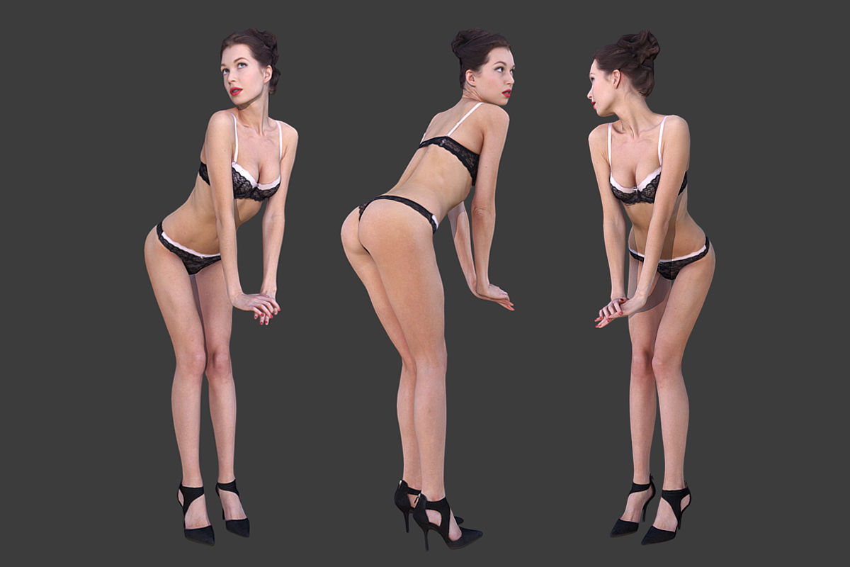 Girl in Underwear 3 Low-poly 3D model_4