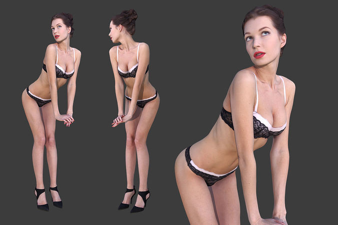 Girl in Underwear 3 Low-poly 3D model