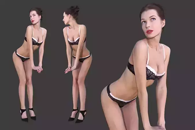 Girl in Underwear 3 Low-poly 3D model