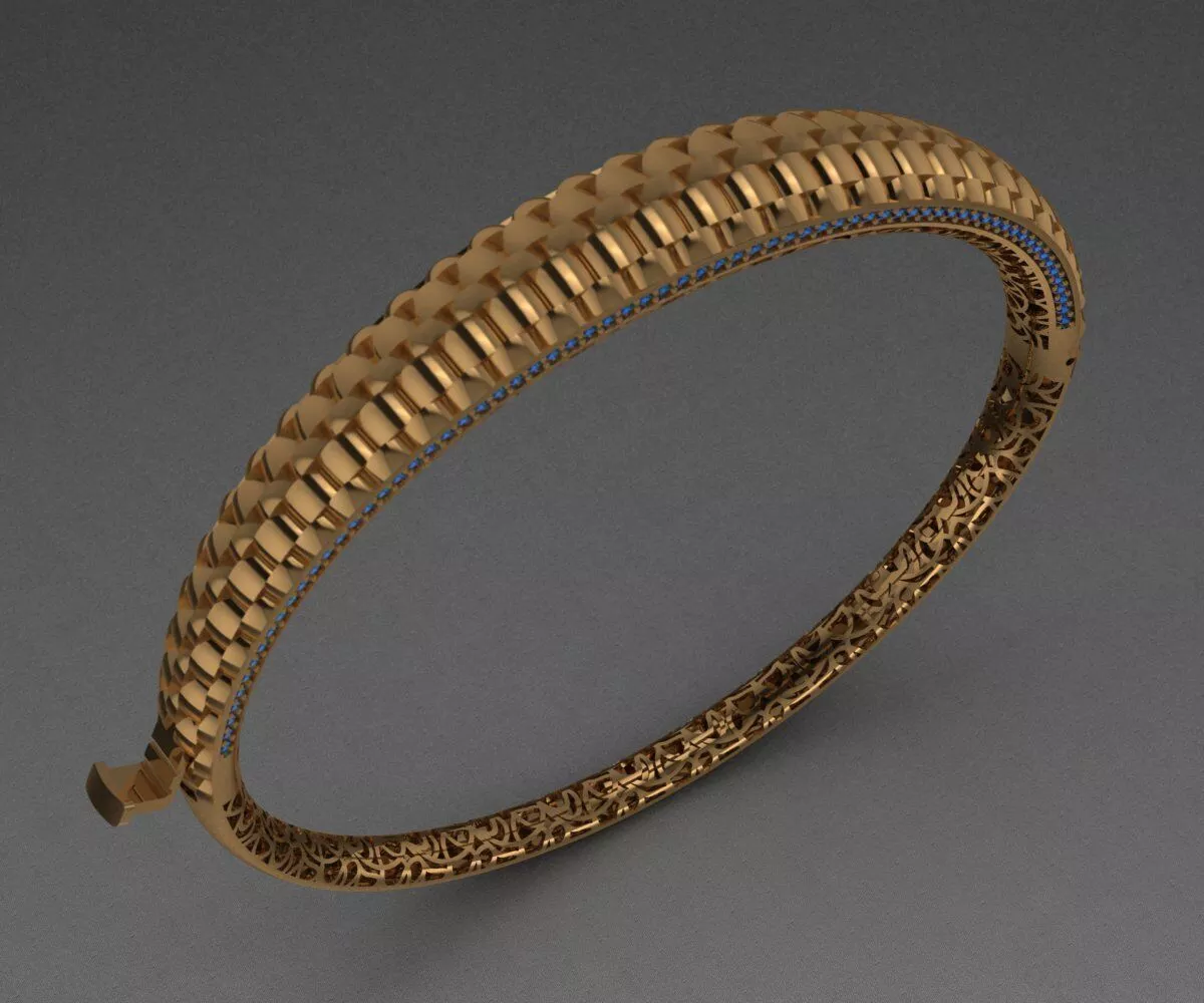 3007 Geometric-Segment Gold Bracelet 18gm 3D print model
